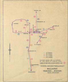 Drawing - Fares and Lengths, State Electricity Commission of Victoria (SECV), "Ballaarat Tramway System", Circa 1960s
