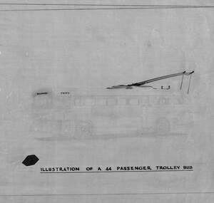 Drawing - Trolley Bus, State Electricity Commission of Victoria (SECV), "Illustration of a 44 Passenger Trolley Bus", Circa 1950s
