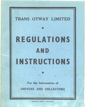 "Trans Otway Ltd Regulations & Instructions' - cover