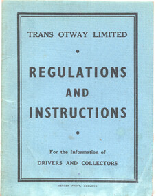 "Trans Otway Ltd Regulations & Instructions' - cover