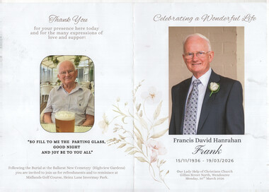 "Celebrating a wonderful life - Frank Hanrahan"