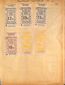 Ballarat and Bendigo tram tickets - collected by donor - first sheet