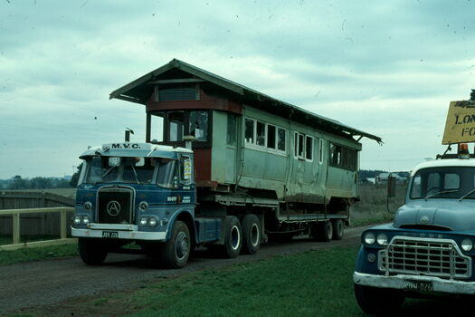 BTPS arrival of tram 121 at Bungaree and depot - 1