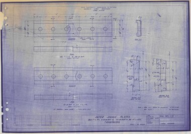 Drawing - VW4/3, State Electricity Commission of Victoria (SECV), Outer Joggle Plates. BSS No 1 & No 1C to 102lb BHP & 102lb BHP to BSS No 1 & No 1C. Tramways, 06/1955