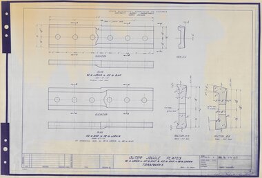 Drawing - VW4/5, State Electricity Commission of Victoria (SECV), Outer Joggle Plates. 90lb Lorain to 102lb BHP & 102lb BHP to 90lb Lorain. Tramways, 07/1955