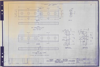 Drawing - VW4/6, State Electricity Commission of Victoria (SECV), Inner Joggle Plates. 90lb Lorain to 102lb BHP & 102lb BHP to 90lb Lorain. Tramways, 07/1955