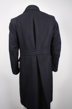 Rear detail for Black Military Great Coat.
