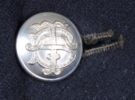 Button detail "MMTB" for black Uniform Great Coat.