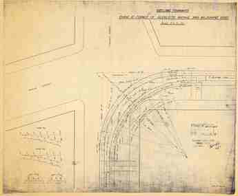 Drawing - GE-T1-6219, Melbourne Electric Supply Co. (MESCo), Curve at corner of Glenleith avenue and Melbourne Road, 1920s