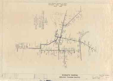 Drawing - GE-T13-8829, State Electricity Commission of Victoria - Electricity Supply Department, Schematic Diagram Geelong Tramway Routes, 27/08/1953