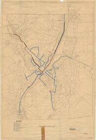 Map - T.1719, City of Bendigo, Bendigo Bus Routes, Plan of Bendigo Tramway System, 07/03/1949
