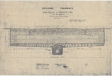 Document - GE-T2-6480, Melbourne Electric Supply Co. (MESCo), Cross-section of permanent-way using 90lb Girder Rail, 21/02/1923