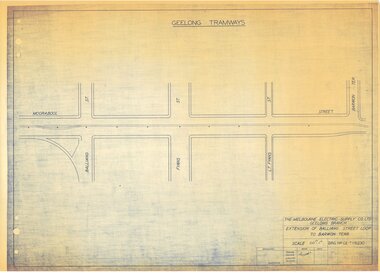 Document - GE-T1-6230, Melbourne Electric Supply Co. (MESCo), Extension of Balliang Street Loop to Barwon Terr, 1923