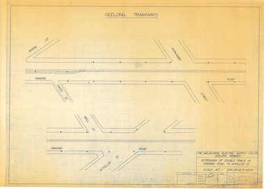 Document - GE-T1-6229, Melbourne Electric Supply Co. (MESCo), Extension of Double Track in Ormond Road to McKillop St, 1923