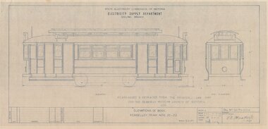 Document - GE-T9-8358, Melbourne Electric Supply Co. (MESCo), Elevations of Body. Pengelley Tram Nos. 20-23, 1923