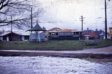 Photograph - Ballarat Tram 31, Turning from Wendouree Parade into Macarthur Street - View Point. 11 August 1971