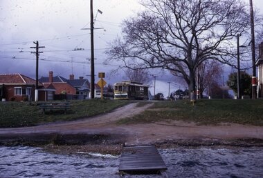 Photograph - Ballarat Tram, Special tram turning from Wendouree Parade into Macarthur Street - View Point, 11 August 1971