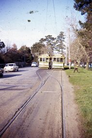Photograph - Ballarat Tram 21, Tram 21 crossing with another tram at Depot Loop, Wendouree Parade, 22 August 1971
