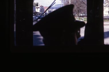 Photograph - Ballarat Tram 13, Tram exiting Drummond Street North. Driver selling tickets, 22 August 1971
