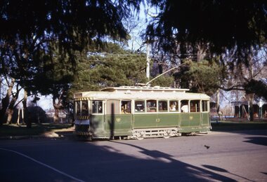 Photograph - Ballarat Tram 13, Tram leaving the Gardens Loop, 22 August 1971