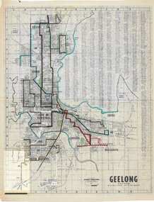 Map - Geelong, State Electricity Commission of Victoria - Electricity Supply Department, Geelong, Bus Routes, after 1966