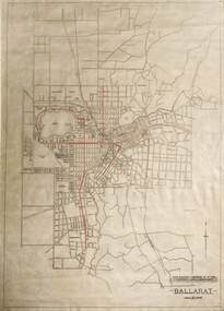 Map - Ballarat Map, State Electricity Commission of Victoria (SECV), Ballarat, State Electricity Commission of Victoria, Tram Routes, Circa 1950s