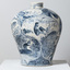 Large-scale blue and white ceramic, inspired by early Chinese willow-pattern vessels, depicting images of and social commentary around Victorian surfer Wayne Lynch