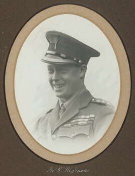 Black and white oval photograph of a portrait of Prince of Wales in soldier's uniform