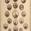 Compilation of 17 oval portrait photographs of mayor, councillors, and officers at a Brighton Council meeting on August 25th 1884.