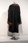 Photograph taken from the back of a black ceremonial mayoral robe with brown fur trim on a silver mannequin.