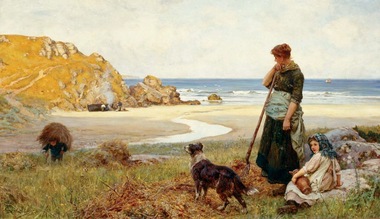 Painting, Ernest Waterlow, Gathering Fuel, Cornish Coast, circa 1887