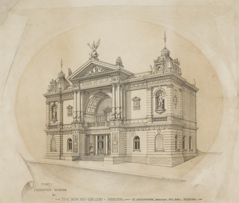 Work on paper, August Edward Mauermann, First Premiated Design for the New Art Gallery, Bendigo, 1892