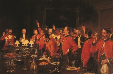 Painting, Albert Chevallier Tayler, Gentlemen, "the Queen", 1894