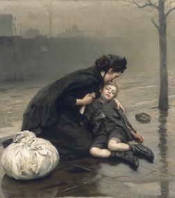 Painting, Thomas Benjamin Kennington, Homeless, 1890