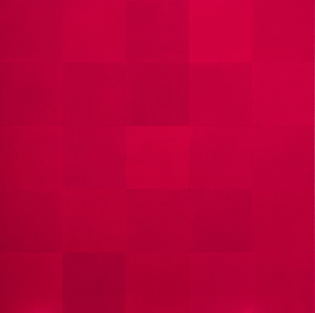 large, square of red panels in slightly varying tones.