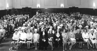 Photograph - Women seated at Box Hill Town Hall for Mayoress luncheon, c. 1970s