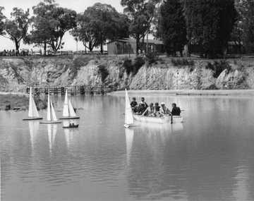 Photograph - SSB Moyne and model boats on Surrey dive for Australia Day celebrations, 1988