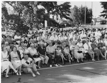 Photograph - Crowd at opening of time capsule, 1985