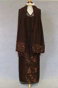 Evening outfit, Four piece outfit of blouse, camisole, skirt and wrap, c.1997