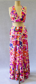 Top and pants ensemble, Leon Haskin, Halter top and palazzo pants ensemble, circa 1972