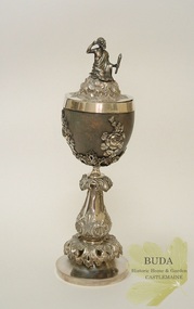 Metalcraft - Silverware, Silver Mounted Emu Egg Goblet with Aboriginal, c 1855-1858