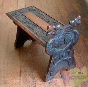 Domestic furniture, Timber hand-carved boot stool, c1900