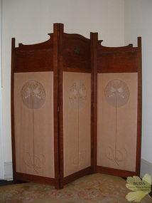 Domestic furniture, Arts and Crafts embroidered draught screen, c1900