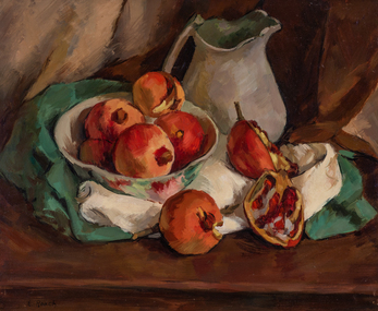 Painting, Elma Roach, Still life - Pomegranates and Jug, c. 1935