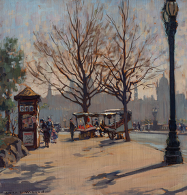 Painting, Dora Wilson, On Princes Bridge, Melbourne, 1898-1941