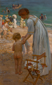 Painting, E. Fox, Bathing Hour, 1909