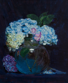 Painting, Arthur Streeton, Blue Hydrangeas, 1900-1943