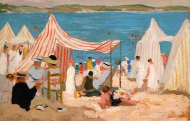 Painting, Ethel Carrick Fox, (French Beach Scene), c. 1910