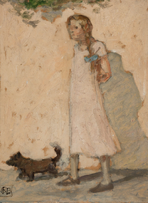 Painting, Rupert Bunny, Girl and dog, c. 1938