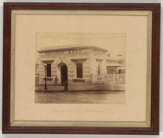 Photograph - Black and white print, Photograph of Savings Bank, Hargreaves St, Castlemaine